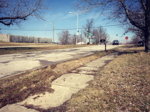 The entrance to the neighborhood from Armstrong Mill