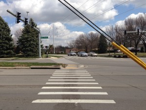 Guy-wire across the crosswalk at Lansdowne and Tates Creek