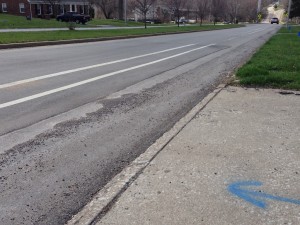 Loose aggregate along Lansdowne.